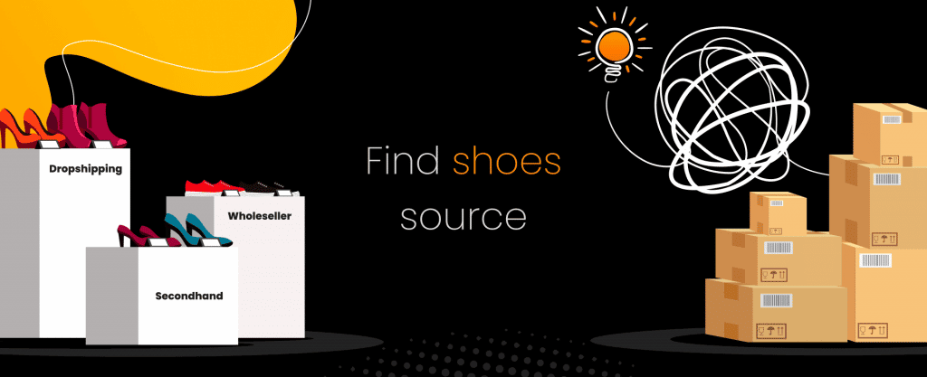 Find shoes source, such as dropshipping, wholeseller, or secondhand